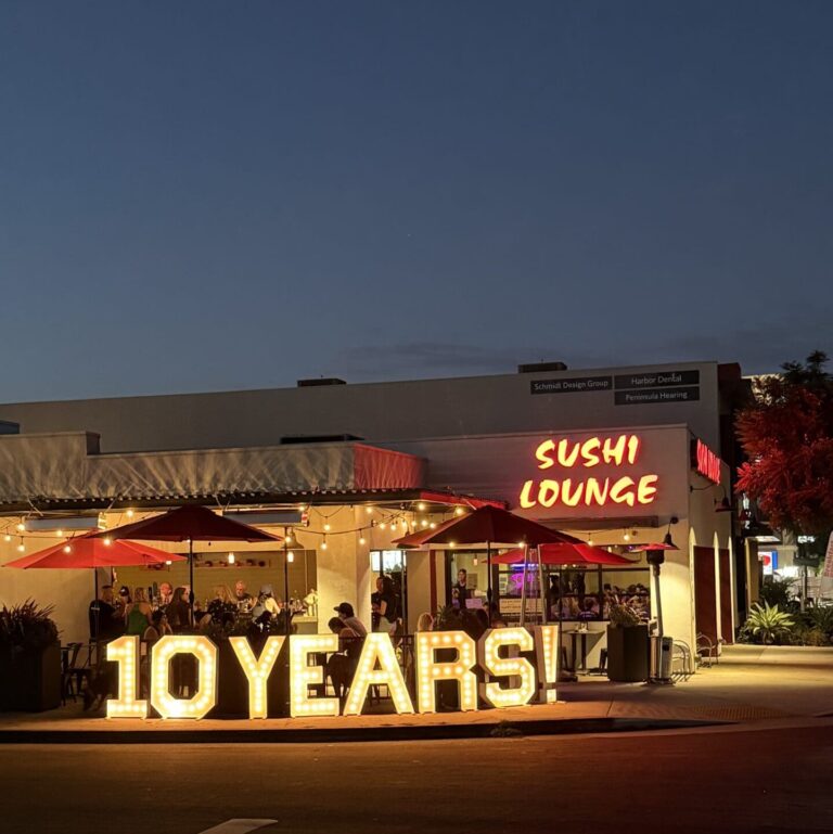 10 YEARS light up letters for a 10 year anniversary at a San Diego sushi lounge